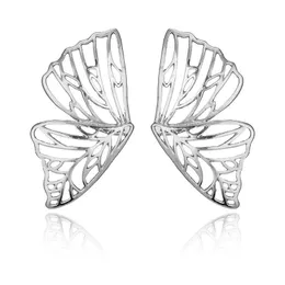 2021 Dropshipping Hot Sale Hollow Big Butterfly Stud Earring for Women Metal Angel Wing Earrings Statement Bridal Wedding Jewelry