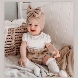 Baby Girls Princess Hats Fashion ins Autumn/Winter Infant Waffle Wafle Wool Bow Cap Children Beanie Reborn Hat D140