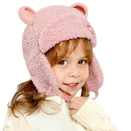 Açık Hava Şapkaları Kış Çocuk Kapakları Boyun Kapağı Geri Dönen Rüzgar Geçirmez Kulak Koruma Çocuklar Sıcak Sonbahar Peluş Toddler Earflap Bonnet