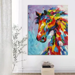 Modern Abstract Colorful Horse Art Oil Painting On The Wall Canvas Decor For Living Room Baby Room Home Poster Unframed