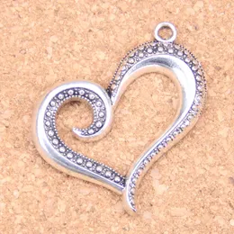 26pcs Antique Silver Plated Bronze Plated hollow heart Charms Pendant DIY Necklace Bracelet Bangle Findings 38*36mm