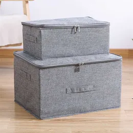 Cotton And Liene Storage Box With Cap Clothes Socks Toy Snacks Sundries Oraganier Set Household organizer 211102
