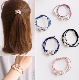 Pearl hair ring high elastic hair rope head rope three in one rubber band Korean knotting rubber band hair accessories 9 beads