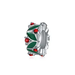 Convient aux bracelets Pandora 20pcs couronne de Noël vert rouge émail pendentif charmes perles argent charmes perle pour les femmes bricolage collier européen bijoux