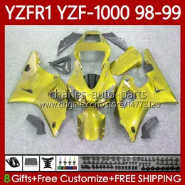 Glänzendes goldenes Karosserie-Kit für Yamaha YZF-1000 YZF-R1 YZF1000 YZFR1 98 99 00 01 Karosserie 82No.138 YZF R1 1000CC 1998-2001 YZF 1000 CC R 1 1998 1999 2000 2001 Motorradverkleidung