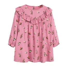 Liten Maven Kids Flickor Casual Brand Höst Barnkläder Baby Tjej Kläder Bomull Butterfly Print Toddler Girl Dresses S0843 210303