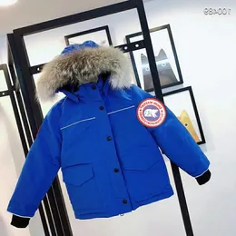 Canadá inverno prevalente quente moda casual menino e menina roupas com capuz outwear padrão animal crianças casaco de penas jaqueta com etiqueta prateada