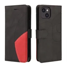 Magnetic Flip Wallet Läderfodral för Samsung S10 S20 S21 Not20 A12 A32 A52 A72 A42 A82 5G Tvåfärgsteckningskorthållare Slot Stand Telefonväska