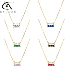 Canner Colorido Zircão Colar Sterling 925 Prata Mulheres Correntes Gargantilha 2021 Novos Encantos Trendy Pingente Mulheres Jóias Femininas Q0531