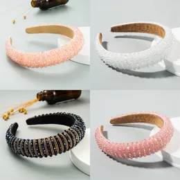 High-End-Damen-Schwamm-Stirnband, einfach, breitseitig, modisch, handgefertigt, mit Perlen, Netz, rot, Temperament-Stirnband, koreanischer Haarschmuck 250 U2