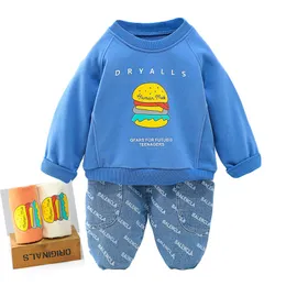 Fashion Kids Cotton Clothing Sets 1-4T Baby Boys& Girls Cartoon Designer Denim Suit Sweater+Jeans=2PCS/Set