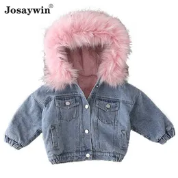 Jaqueta jeans de jaqueta com capuz bebê bebê menino quente criança criança garotos jeans algodão crianças parka crianças roupas 211204