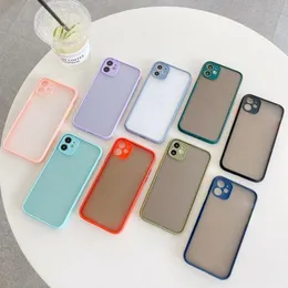 Matte Clear TPU Phone Case Hybrid PC Frosted Robust Armor Transparent Skydd för iPhone 12 Mini 11 Pro Max XR X XS 8 7 6 Plus