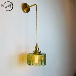 Vägglampa Nordic Brass Lights Led 17 stilar Kreativa Japansk stil Glas för vardagsrum Sovrum Garderob sänglampor