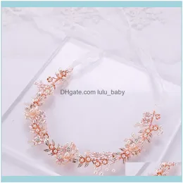 Jewelryailibride Jewelry Rose Gold Pearl Crystal Flower Headband Tiara Bridal Headpieec Wedding Women Hair Aessories Drop Delivery 2021 Foyj