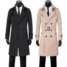 Men's Trench Coats Mens Black Beige Speing Autumn Man Double Breasted Coat Men Clothes Slim Fit Overcoat Long Sleeve Designer 9XL