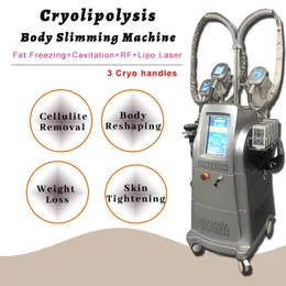 CryOlipolysy Slimming Machine 3 Cryo Heads Fett Frysning Vakuumterapi Tillbaka Celluliter Avlägsnande Abdominal formning Viktminskning Icke-invasiv behandling