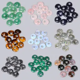 18mm pedra natural círculo fivela encantos rosa quadrartz cura reiki cristal pingente bringrings mulheres moda jóias Encontrar 6mm buraco