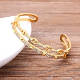High Quality Gold Color Pig Nose Shape Bangle for Women Punk Charm Bracelets & Bangles Luxury New Femme Party Birthday Jewelry Q0722