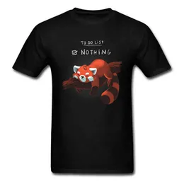 Röd panda dag t-shirt roliga män tshirt ingenting att göra toppar sommar bomull tee svart t-shirts studenter kläder lat stil g1222