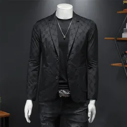 Flocking Casual Terno Casaco Homens Business Business Blazer Slim Fit Masculino Rua de Alta Qualidade Vestuário Social Homens Roupas 5xl 211120