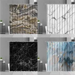 Modern Marble Stripe Pattern Shower Curtains Nordic Simple Style Home Decor Bath Curtain Waterproof Bathroom Screen With Hooks 210915