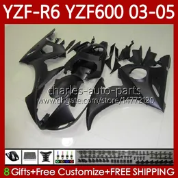 OEM Fairings för Yamaha YZF-R6 YZF R 6 600 CC YZF600 YZFR6 03 04 05 Kropp 95no.10 YZF R6 600CC 2003 2004 2005 Cowling YZF-600 03-05 Motorcykel Bodywork Kit Matte Black