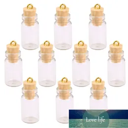 10Pcs Mini Empty Clear Glass Bottles Pendant with Caps Wish Glass Vial Jars Bottles DIY Pendant Charms