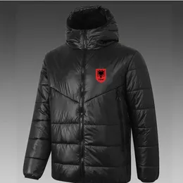21-22 Albânia jaqueta masculina com capuz jaqueta de lazer de inverno casaco esportivo com zíper completo esportes ao ar livre moletom quente logotipo personalizado