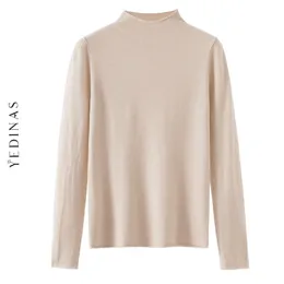 Yedinas Outono Sweater de Turtleneck Manga Longa Mulheres S e Pullovers Causal Pink Jumper Malha Pullover Inverno 210527