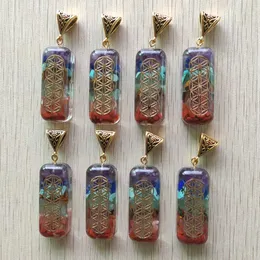 Retro Cuboid Reiki Chakra Pendulum Hängsmycke Naturliga Amethysts Lapis Lazuli 7 Färger Stone Pillar Pendants Charms Wholesale