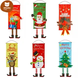 New Christmas decoration canvas ornaments Santa snowman suitable for home restaurant wall window pendant decoration tr