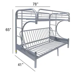 Amerikaanse voorraad ACME Eclipse stapelbed (Twin / full / futon) slaapkamer meubels in zilver zwart A40241S