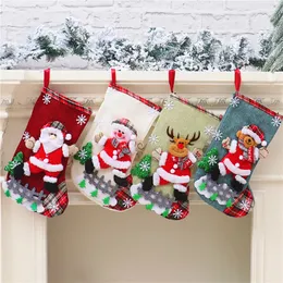 Árvore de Natal Moda Elk Snowman Bear Padrão Papai Noel Presente Doces Sock Sock Pingente Decoração de Xmas Árvores Pendurar Meias BH4877 TYJ