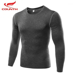 Running Jerseys Herr Gym Clothing Sport Fitness Shirt Långärmad tights T-shirt Men CrossFit Compression Bodybuilding Quick Dry