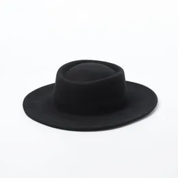 Skąpy brzegowe czapki siddons wełniane top kapelusz zima elegancka dama elegancka szeroka, różowa temperament fedora czapka