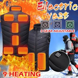 9 Places Heated Vest Men Women Usb Heated Jacket Heating Vest Outdoor Fishing Hunting Waistcoat Hiking Thermal Clothing