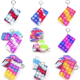 Push Pop Bubble Silicone Keychain Fidget Sensory Toys Kids Mental Arithmetic Puzzle Toy Tie Dye Finger Popper Fun Puzzle Stress Relief G53EQNP