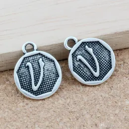 100st Initial Alfabetskiva "V" Alloy Charms Pendants för smycken gör armband Halsband DIY Tillbehör 14.8x28.2mm A-390