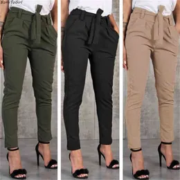 BornToGirl Casual Slim Chiffon Thin Pants For Women High Waist Black Khaki Green Woman Trousers 210915