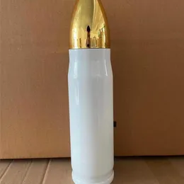 Biały 17oz Sublimacja Bullet Bullet Tumbler Ciepła Bullets Kształt Puchar Półki Próżniowa izolowana butelka wody