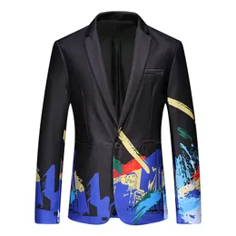 Mäns kostymer Blazers 2021 Men Slim Business Social Casual Suit Jacka Unik Utskrift Bröllop Groom Dress Coat Streetwear kläder