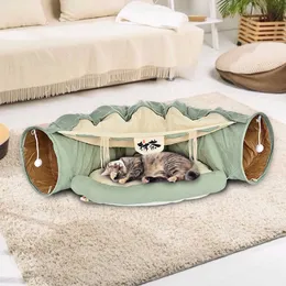 Collapsible Removeable Cat Tunnel Tube Pet Interactive Play Toys Warm Sleeping Bed Mat For Cat House Ferrets Puppy 210929