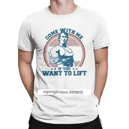 Chodź ze mną, jeśli chcesz podnieść koszulki męskie bawełniane T-shirt Arnold Schwarzenegger Fitness Trening Musculation Tee Streetwear 210629