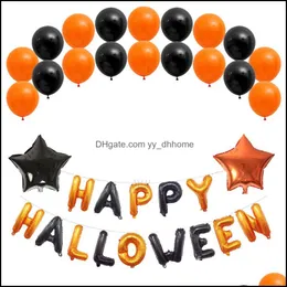 Festa decoração evento material festivo casa jardim 5 estilo feliz balões de halloween definir 16 polegadas letras charme folha balão jk1909 d