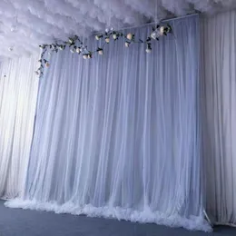 Party Decoration Sliver Gray Tulle Chiffon Bakgrund för bruddusch bröllopsceremoni gardiner po bås bakgrund