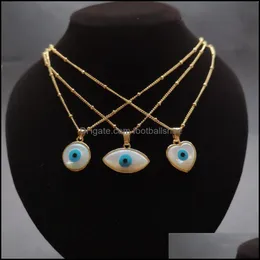 Naszyjniki wisiorek wisiorki biżuteria Promocja! Naturalne Marquise Heart of Shell Necklace Round Blue Evil Eye Mother Pearl Charms na prezent d