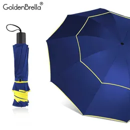 Quality Big Umbrella 130cm Double Layer Folding Rain Women 10Ribs Windproof Paragua Fashion Business large Men 210626