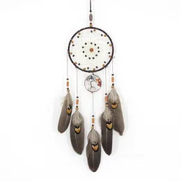 Sztuka i rzemiosło DreamCatcher Wind Chimes Handmade Nordic Dream Catcher Netto z piórami Koraliki Wall Wiszące Prezent Home Decoration T2i53050