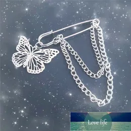 Kpop Punk Stainless Steel Chain Big Pins Metal Cute Butterfly Pendant Brooches For Women Couple Party Brooch Aesthetic Jewelry Factory price expert design Quality